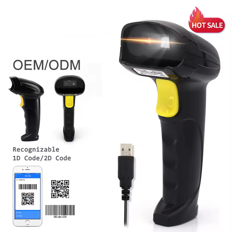 Leitor de código de barras portátil com tela de digitalização automática 1D 2D QR Code Scanner com fio X-760H